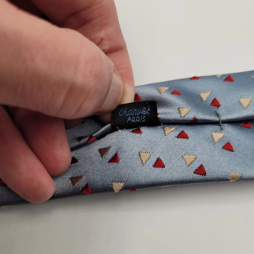 Charvet Necktie Mens One Size Blue Geometric Triangle Silk France